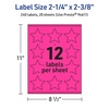 image:imageAvery Printable Star Labels Sure Feed Technology 214 x 238 Neon Magenta Labels PrinttoTheEdge LaserInkjet 120 Total Great for Reward Stickers and Mailing Seals240 labels