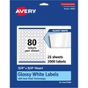 image:imageAvery Glossy White Heart Labels Sure Feed Technology 075 x 075 800 Glossy White Labels PrinttoTheEdge Permanent Adhesive LaserInkjet Printable2 000 labels