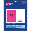 image:imageAvery Printable Star Labels Sure Feed Technology 214 x 238 Neon Magenta Labels PrinttoTheEdge LaserInkjet 120 Total Great for Reward Stickers and Mailing Seals120 labels