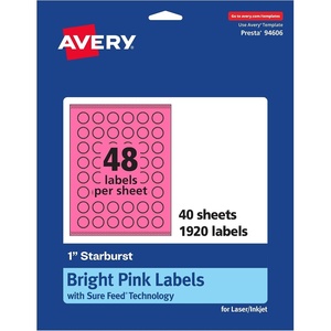 image:imageAvery Printable Starburst Labels Sure Feed Technology 1 Bright Pink Labels PrinttoTheEdge LaserInkjet 480 Total Great for Mailing Seals and Planner Stickers1 920 labels