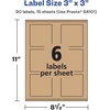 image:imageAvery Kraft Brown Square Labels Sure Feed Technology 3 x 3 90 Kraft Brown Labels PrinttoTheEdge LaserInkjet Printable90 labels