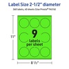 image:imageAvery Printable Round Scalloped Labels Sure Feed Technology 212 Diameter Neon Green Labels PrinttoTheEdge LaserInkjet Printable 90 Total Great for Mailing Seals and Candles360 labels