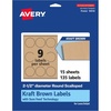 image:imageAvery Kraft Brown Round Scalloped Labels Sure Feed Technology 25 Diameter 135 Kraft Brown Labels PrinttoTheEdge LaserInkjet Printable135 Labels