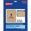 image:imageAvery Kraft Brown Round Scalloped Labels Sure Feed Technology 25 Diameter 135 Kraft Brown Labels PrinttoTheEdge LaserInkjet Printable225 labels
