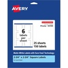 image:imageAvery Matte White Square Labels Sure Feed Technology 275 x 275 150 Matte White Printable Labels150 Labels