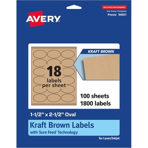 image:imageAvery Kraft Brown Oval Labels Sure Feed Technology 15 x 25 270 Kraft Brown Labels LaserInkjet Printable1 800 labels