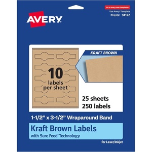 image:imageAvery Kraft Brown Wraparound Band Labels Sure Feed Technology 15 x 35 Cigar Band Labels 150 Total PrinttoTheEdge LaserInkjet Printable250 labels