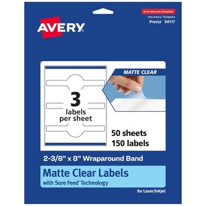 image:imageAvery Matte Clear Wraparound Band Labels Sure Feed Technology 238 x 8 Cigar Band Labels 30 Total LaserInkjet Printable150 labels