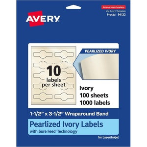 image:imageAvery Pearlized Ivory Cigar Labels Sure Feed Technology PrinttotheEdge 15 x 35 100 Labels LaserInkjet Compatible1 000 labels