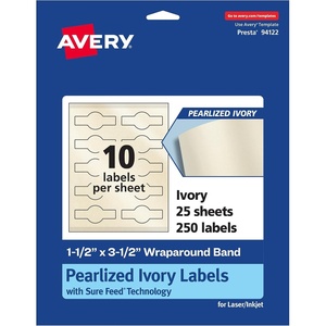 image:imageAvery Pearlized Ivory Cigar Labels Sure Feed Technology PrinttotheEdge 15 x 35 100 Labels LaserInkjet Compatible250 labels