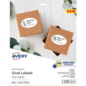 image:imageAvery Printable Blank Oval Labels 15 x 25 Matte White 450 Customizable Labels 2256415 x 25