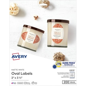 image:imageAvery Printable Blank Oval Labels 15 x 25 Matte White 450 Customizable Labels 225642 x 313