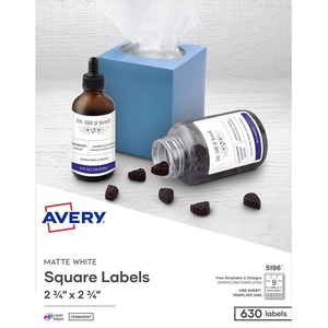 image:imageAvery Printable Blank Square Labels 275 x 275 Matte White 630 Customizable Labels 5196275 x 275