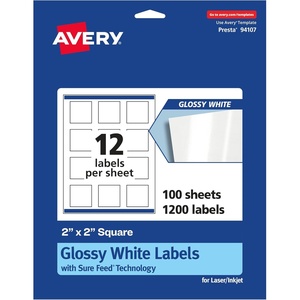 image:imageAvery Square Labels Sure Feed Technology 2 x 2 120 Glossy White Labels 364761 200 labels
