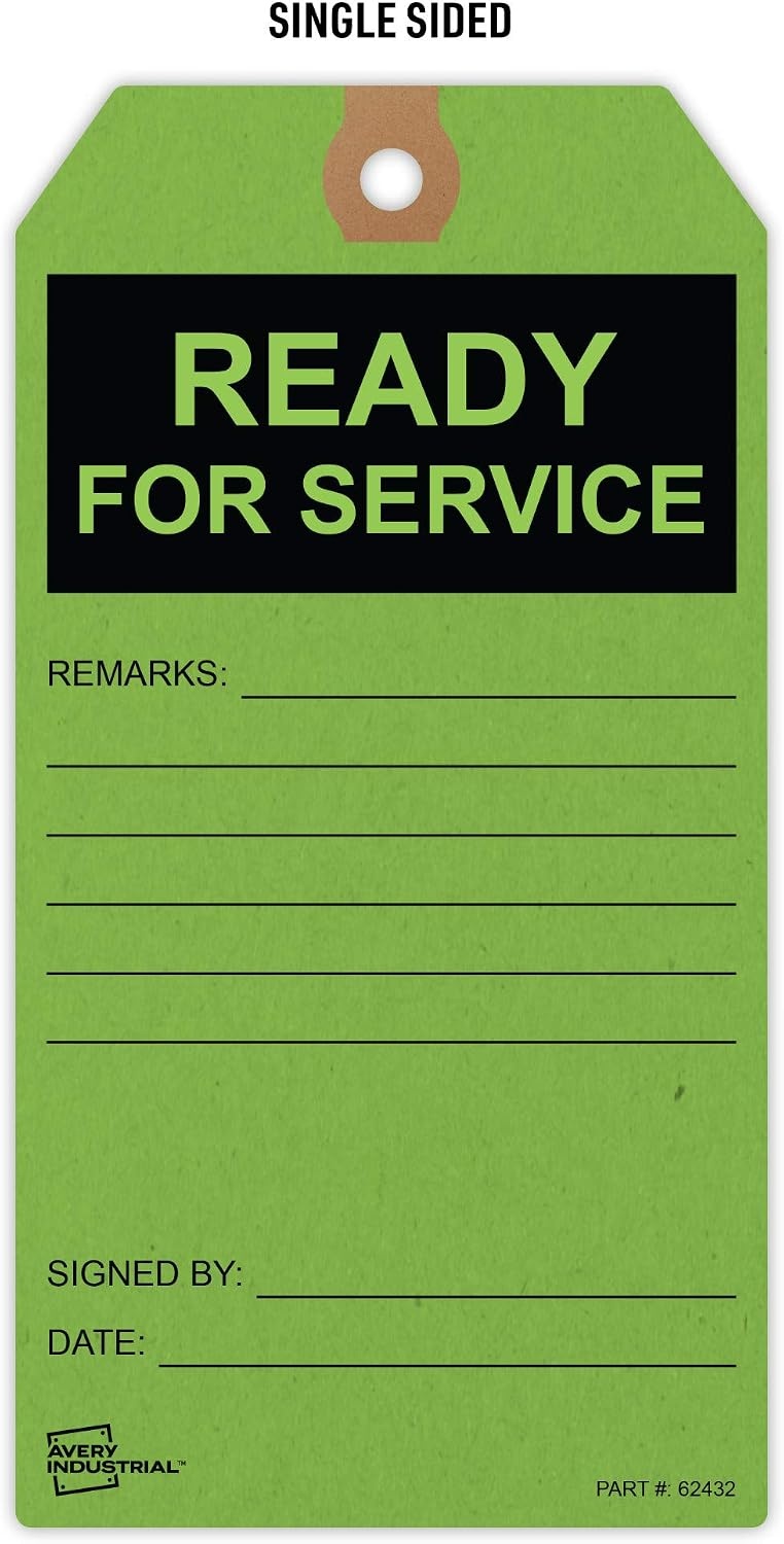 image:imageAvery Preprinted Ready for Service Tags String Included 575 x 3 Green Tags WriteOn 25 Total 62432