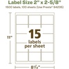 image:imageAvery EcoFriendly Matte White Recycled Rectangle Labels 2 x 258 Matte White Labels Permanent Adhesive LaserInkjet Printable 375 Total1 500 labels