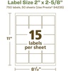 image:imageAvery EcoFriendly Matte White Recycled Rectangle Labels 2 x 258 Matte White Labels Permanent Adhesive LaserInkjet Printable 375 Total750 labels
