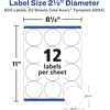 image:imageAvery High Visibility Printable Round Labels with Sure Feed 25 Diameter White Laser Printer 300 per Pack 2 Packs 600 Customizable Blank Labels Total 45294