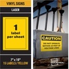 image:imageAvery Industrial Outdoor Vinyl Sign Labels 7 x 10 Permanent Laser Printable Safety Yellow 15 Blank Signs 61554
