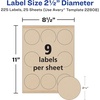 image:imageAvery Kraft Brown Round Labels with Sure Feed Technology 25 Diameter Print to the Edge LaserInkjet Printable Labels 225 Total 2280825 Pack of 1