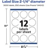 image:imageAvery Matte White Round Labels Sure Feed Technology 225 Diameter 300 Matte White Printable Labels3 000 labels