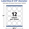 image:imageAvery Matte White Round Labels Sure Feed Technology 225 Diameter 300 Matte White Printable Labels300 Labels
