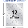 image:imageAvery Printable Embossed Foil Round Labels 2 Diameter Silver 96 Customizable Labels 228241