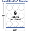 image:imageAvery Printable Round Labels Sure Feed Technology 25 Diameter Glossy White 90 Customizable Labels 22830