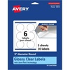 image:imageAvery Glossy Clear Round Labels Sure Feed Technology 3 Diameter 60 Glossy Clear Labels PrinttoTheEdge LaserInkjet Printable30 labels