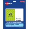 image:imageAvery Printable Square Scalloped Labels Sure Feed Technology 158 x 158 Bright Green Labels PrinttoTheEdge LaserInkjet Printable 200 Total Great for Cosmetics and Jars200 labels