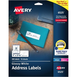 image:imageAvery Glossy White Labels Sure Feed Technology 2 x 3 Rectangle Labels PrinttoTheEdge LaserInkjet 80 Total 22890300 labels