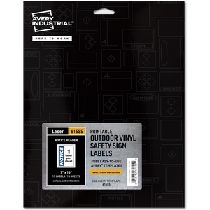 image:imageAvery Industrial Outdoor Vinyl Sign Labels 35 x 5 Permanent Laser Printable White 100 Blank Signs 61550