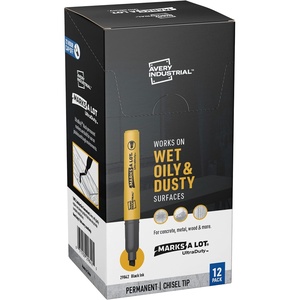 image:imageAvery Marks A Lot UltraDuty Chisel Tip Permanent Markers Water Resistant Ink For Jobsites and Tough Environments 12 Black Markers 29842