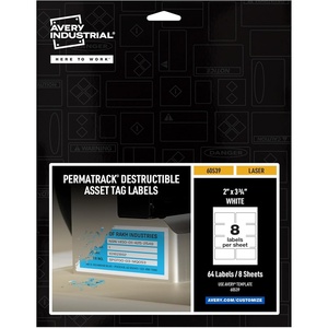 image:imageAvery Metallic Asset Tag Labels 334 x 2 Laser Printable Tags 64 Waterproof Labels 61520334 x 2