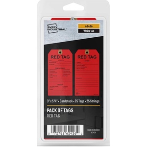 image:imageAvery Preprinted 5S Tags with String 575 x 3 RedTags 25 WriteOn Hang Tags 62426