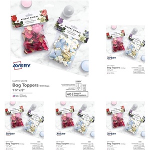 image:imageAvery Printable Bag Toppers for Laser amp Inkjet Printers Bags Included 175 x 5 Pack of 40 22801Pack of 200