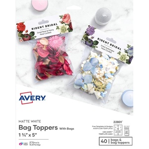 image:imageAvery Printable Bag Toppers for Laser amp Inkjet Printers Bags Included 175 x 5 Pack of 40 22801Pack of 40