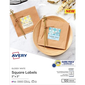 image:imageAvery Printable Blank Square Labels 2 x 2 Glossy White 120 Customizable Labels 225650