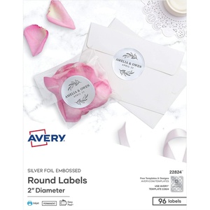 image:imageAvery Printable Embossed Foil Round Labels 2 Diameter Silver 96 Customizable Labels 228241