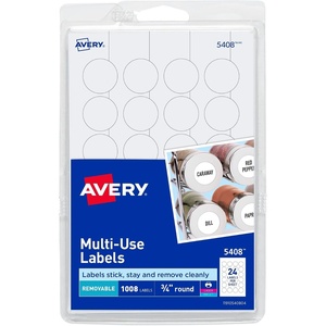 image:imageAvery Removable Print or Write Labels for Laser and Inkjet Printers 075 Inches Round Pack of 1008 54081 Pack