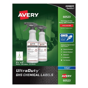 image:imageAvery Ultra Duty GHS Chemical Labels for Pigment Inkjet Printers Waterproof UV Resistant 35 x 5 60523