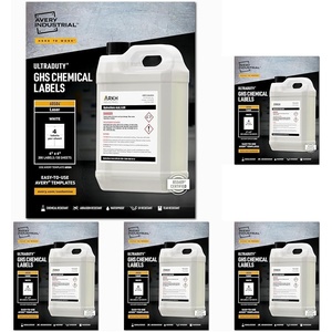 image:imageAvery UltraDuty GHS Chemical Labels for Laser Printers Waterproof UV Resistant 4 x 4 200 Pack 60504One Size Pack of 5