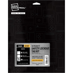image:imageAvery UltraDuty Lockout Tagout Tags Kit 100lb PullStrength Print amp Assemble 15 Tags 575 x 325 62403