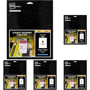 image:imageAvery UltraDuty Printable Plastic Hang Tags 55 x 283 White Blank Tags 50lb PullStrength 60ct 62400 Pack of 5White