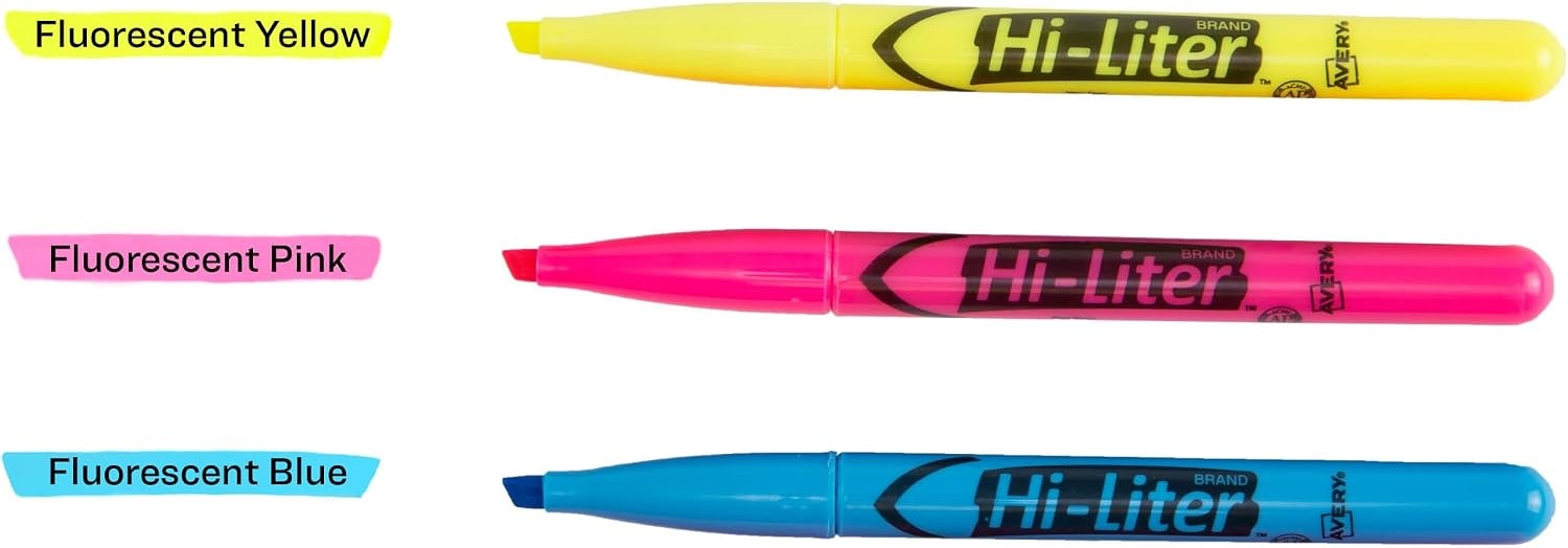 image:imageAvery HiLiter PenStyle Highlighters Smear Safe Ink Chisel Tip 6 Assorted Color Highlighters 235853 Count Pack of 1