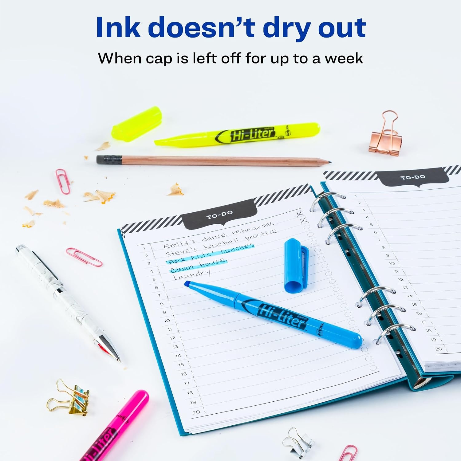 image:imageAvery HiLiter PenStyle Highlighters Smear Safe Ink Chisel Tip 6 Assorted Color Highlighters 235853 Count Pack of 1