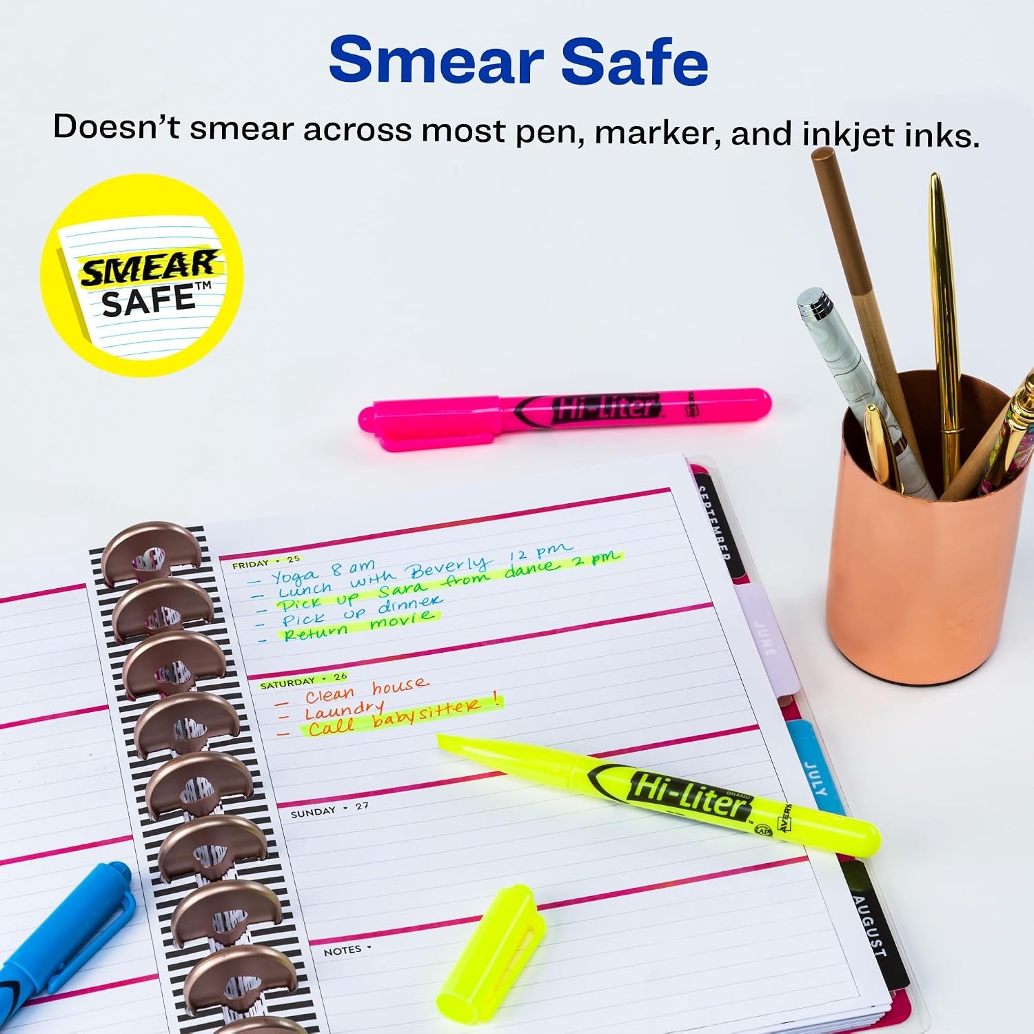 image:imageAvery HiLiter PenStyle Highlighters Smear Safe Ink Chisel Tip 6 Assorted Color Highlighters 235853 Count Pack of 1