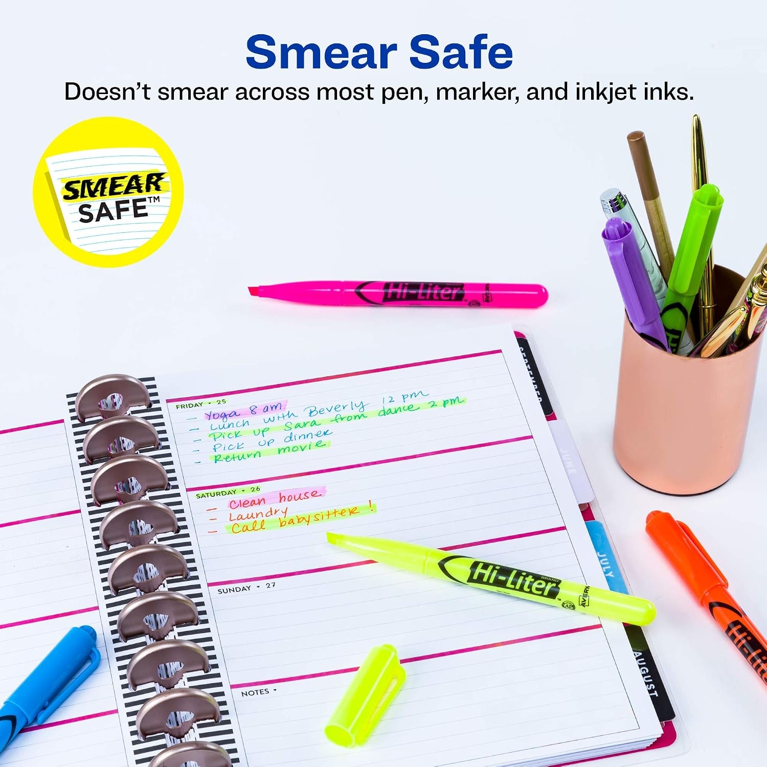 image:imageAvery HiLiter PenStyle Highlighters Smear Safe Ink Chisel Tip 6 Assorted Color Highlighters 235856 Count Pack of 1