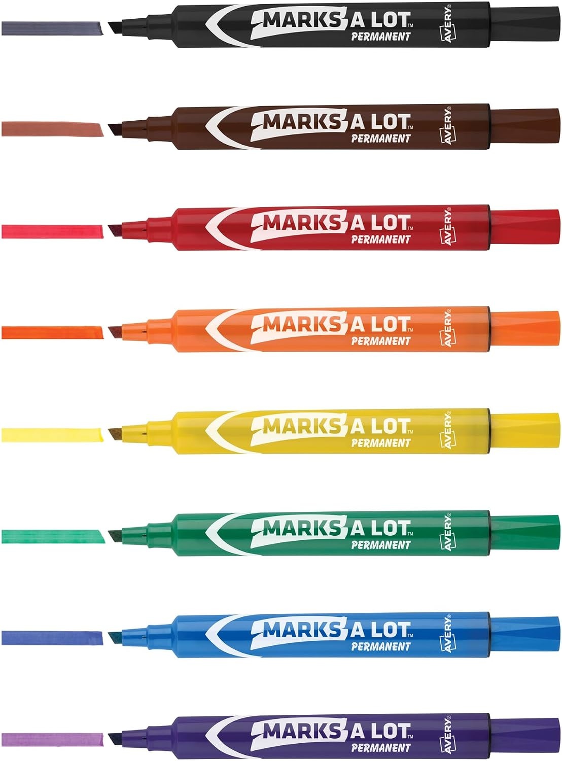 image:imageAvery MarksALot Permanent Markers Large DeskStyle Size Chisel Tip Water and Wear Resistant 12 Assorted Markers 24800