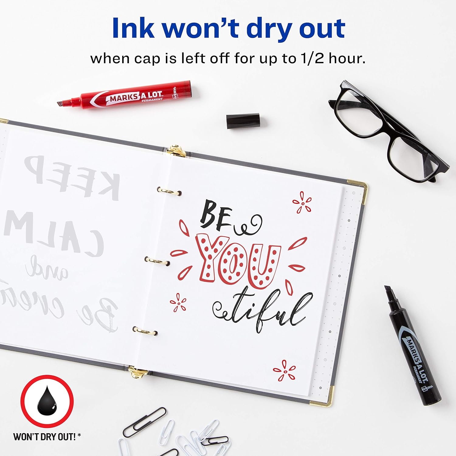 image:imageAvery MarksALot Permanent Markers Regular DeskStyle Size Chisel Tip Water and Wear Resistant 24 Assorted Markers 9818724 markers
